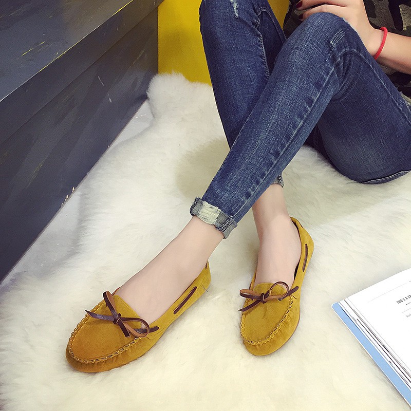 Giày lười da lộn nữ - thắt nơ - siêu xinh | BigBuy360 - bigbuy360.vn