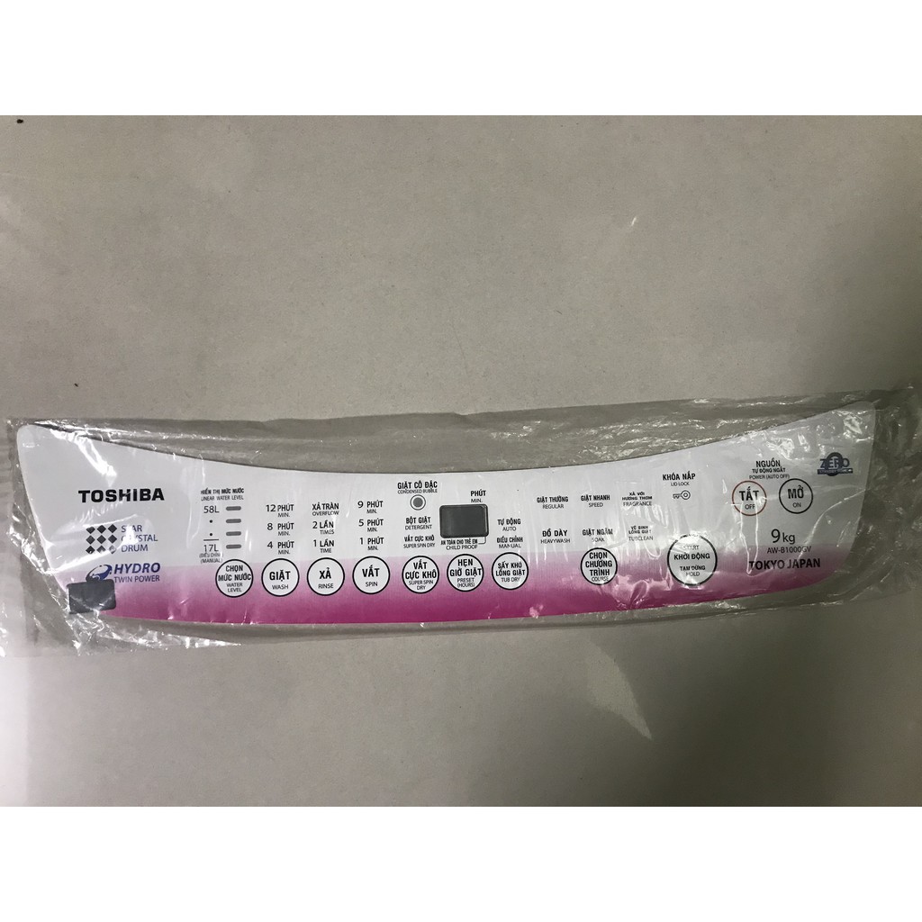Combo 5 tem bảng điều khiển máy giặt Toshiba -  Combo 5 miếng dán bảng điều khiển máy giặt Toshiba