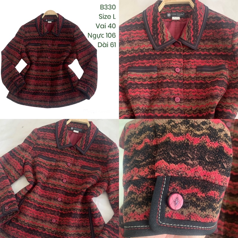 Áo khoác blazer nữ B330 hoạ tiết chất dày dặn 2 lớp 2hand Hàn si tuyển ảnh thật