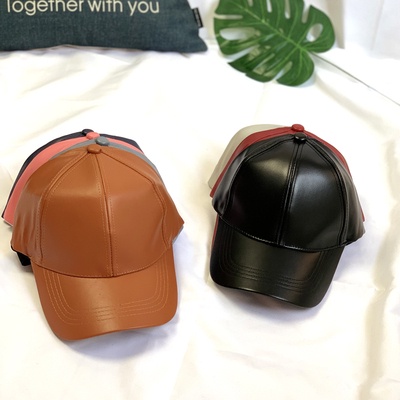 Mũ lưỡi trai chất liệu da màu trơn thời trang cho nam và nữ