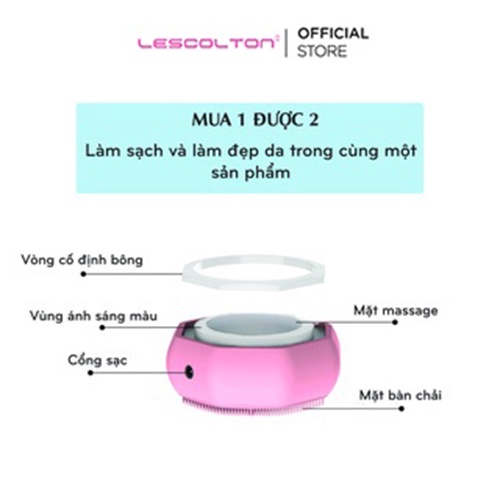 Máy rửa mặt kèm chức năng đẩy tinh chất Lescolton 2 mặt 4 chức năng đẩy tinh chất, massage, nâng cơ, rửa mặt