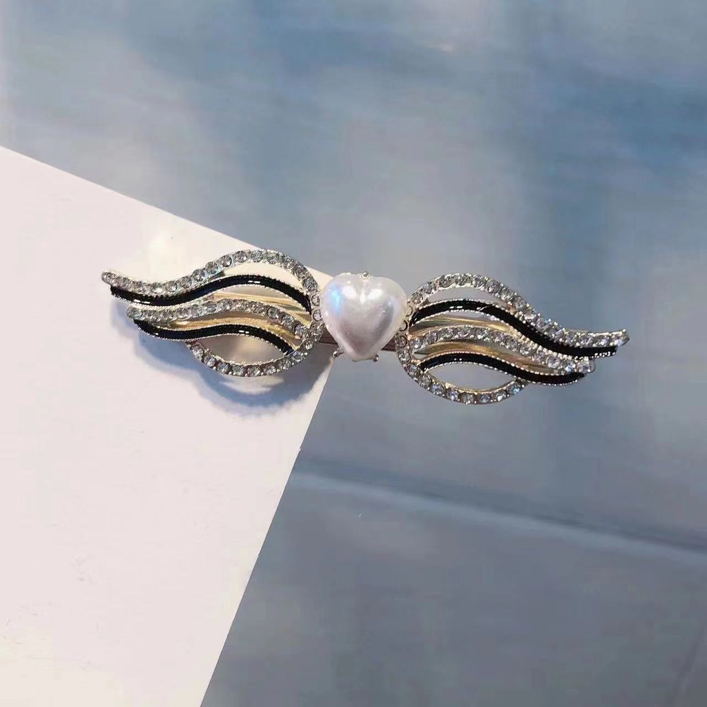 Kẹp Tóc Hình Chuột Mickey Đính Đá Ngọc Trai Thiết Kế Mới Thời Trang Theo Phong Cách Hàn Quốc