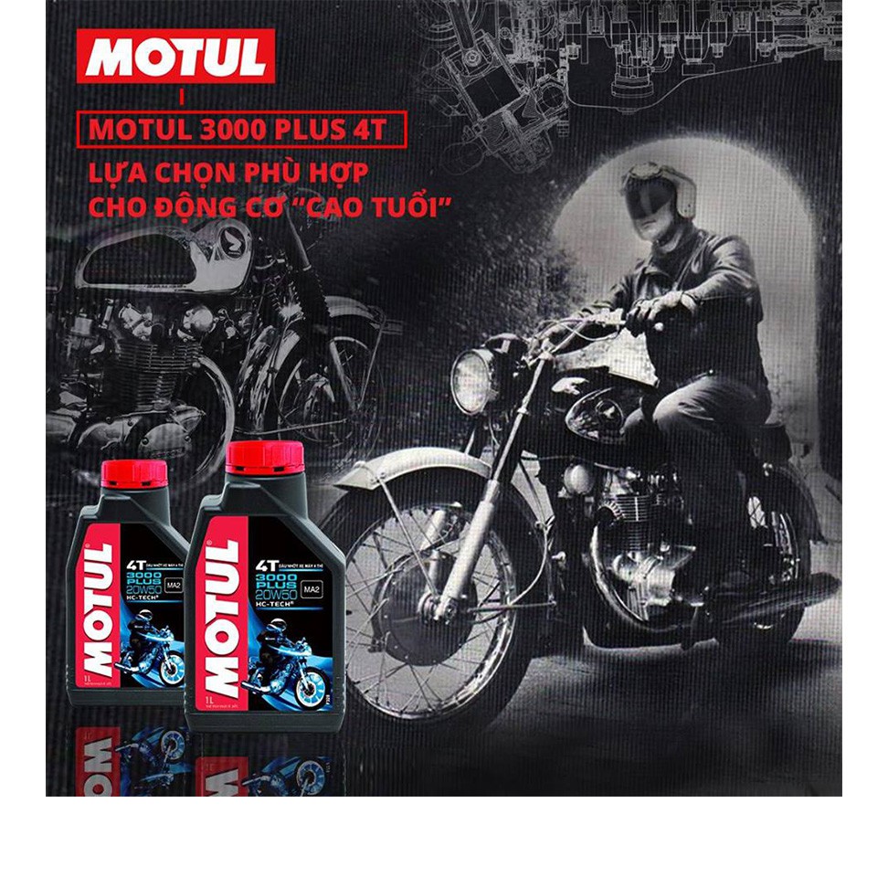 Combo Nhớt Motul 3000 Plus 4T 20W50 Tặng Kèm Phễu Rót Nhớt Cho Các Dòng Xe Số