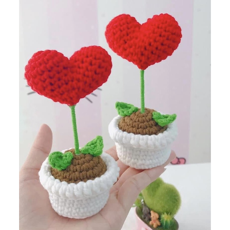 Chậu cây tình yêu ❤❤Nhồi Bông - Thú Bông Handmade Đan Móc Thủ Công Làm Bằng Tay (có hàng sau 5 ngày)