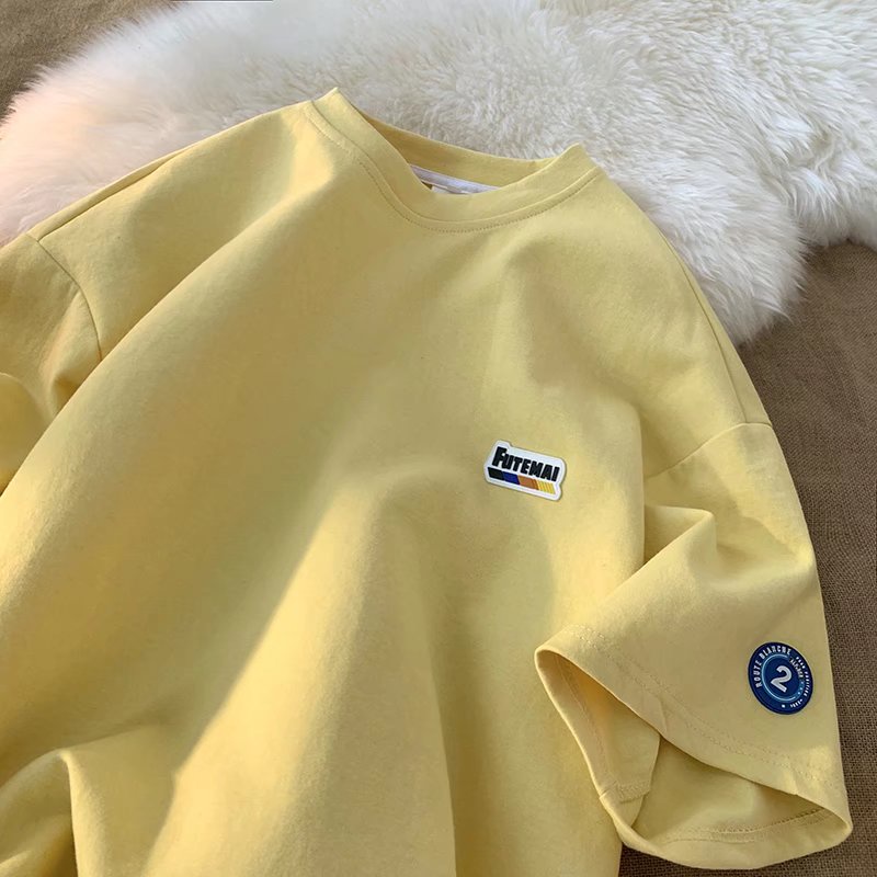 Áo Thun Tay Ngắn Dáng Rộng Mềm Mại Thoải Mái Thêu Hình Nhãn Cho Nam