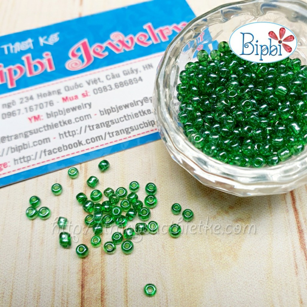 Combo 10 gói cườm đính váy áo xanh lá bóng