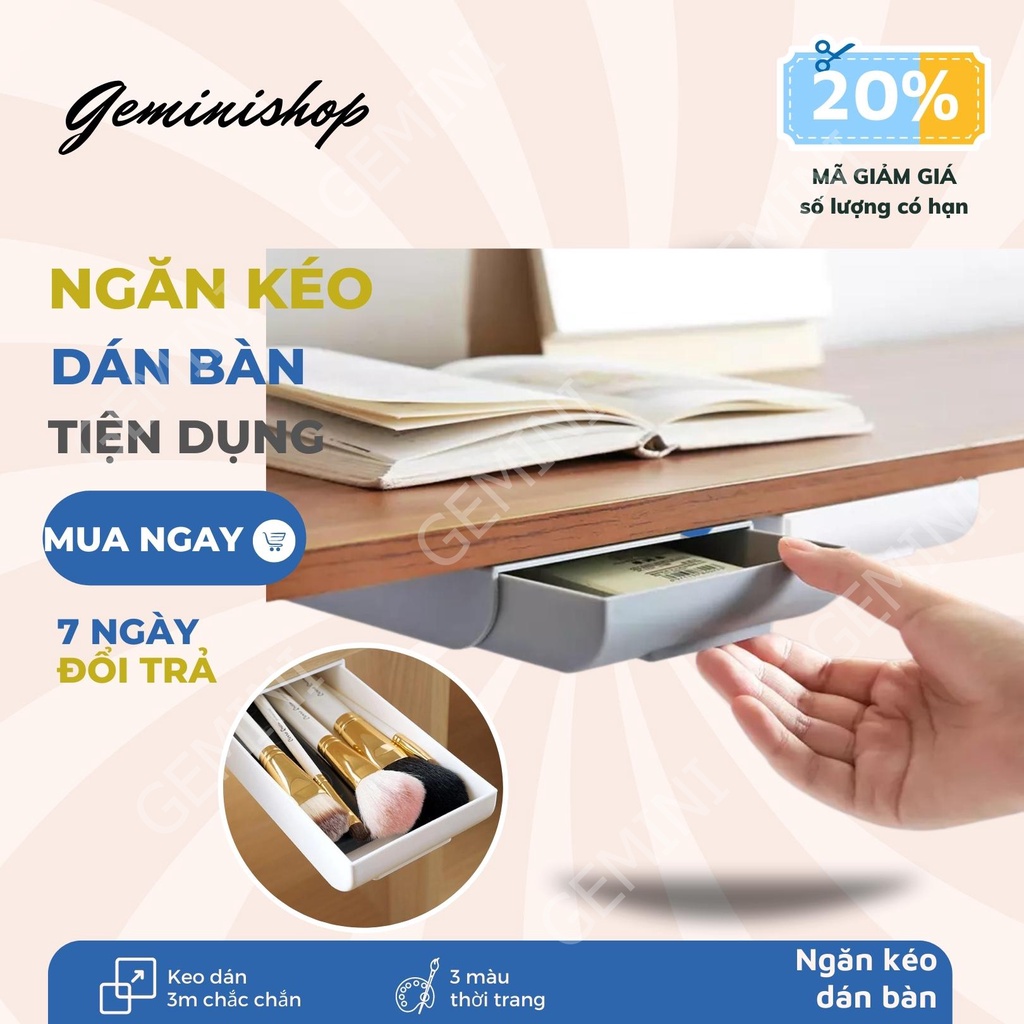 Hộc dán ngăn kéo dán gầm bàn mini để đồ tiện ích cực gọn gàng mã NK Gemini Shop