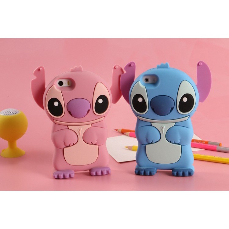 Ốp điện thoại silicone hình hoạt hình Stitch 3D cho IPhone 4 5 6 Plus 4s 7 8 Plus X Touch 5 6