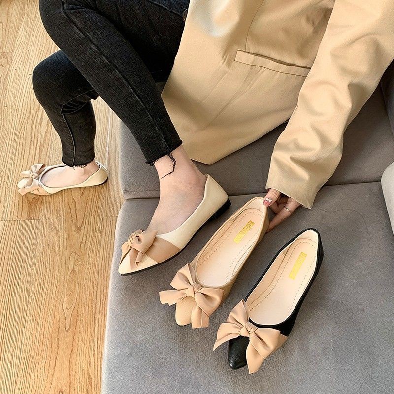 Women's shoes versatile shallow bow gentle trend Korean casual women's shoes shoes single shoes | BigBuy360 - bigbuy360.vn