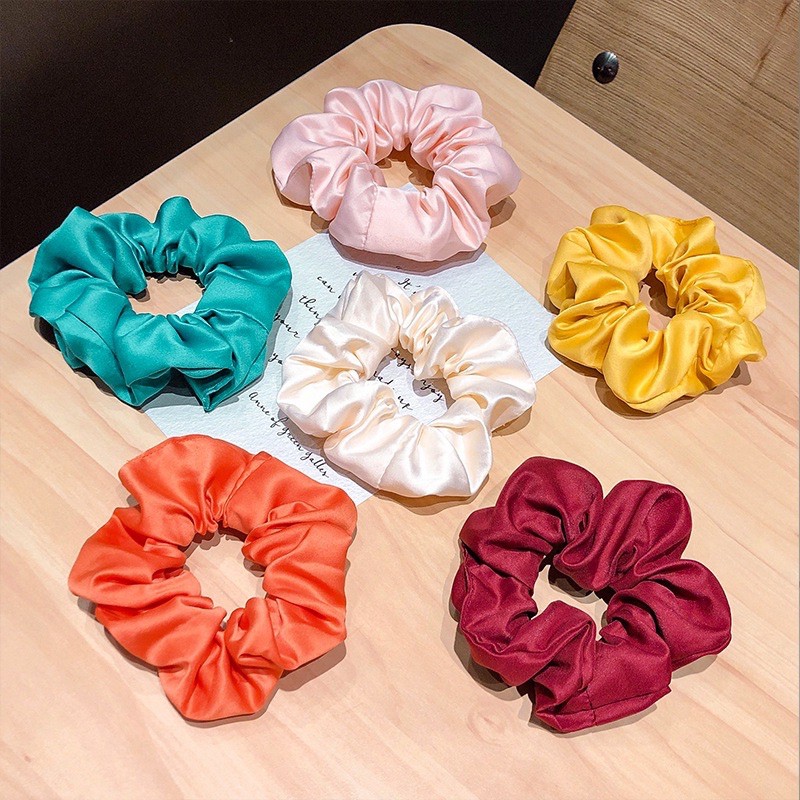 Dây buộc tóc, cột tóc Scrunchies trơn nhiều màu phong cách Hàn Quốc bé gái