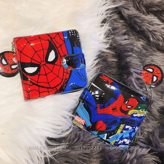 Bóp ví tiền ngang 2 mặt hình người nhện Spiderman mặt nạ màu đỏ cho bé trai (Thái Lan) - 120NSPNG0026 - (9.5x1x9cm)