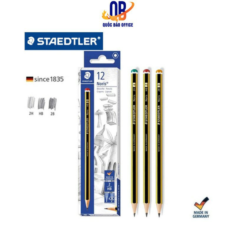 Bút chì Đức sọc vàng đen Staedtler 2B hàng chính hãng 100% - 12 chiếc/ hộp