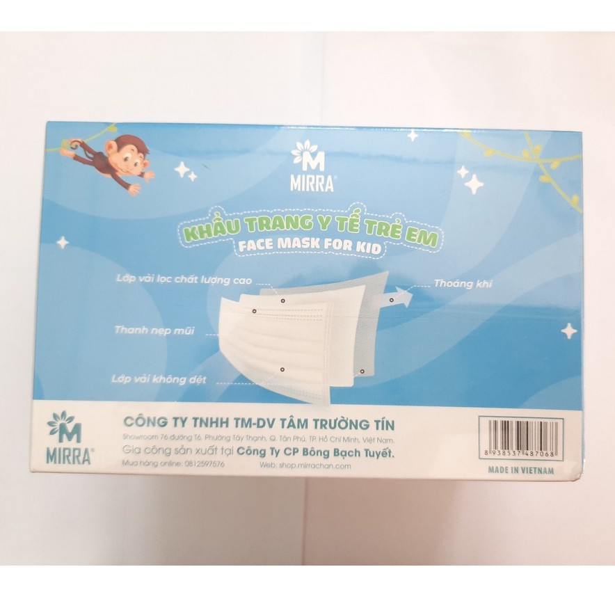 KHẨU TRANG Y TẾ TRẺ EM THƯƠNG HIỆU MIRRA CHO BÉ TỪ 6-12 TUỔI (hộp 50 cái) | BigBuy360 - bigbuy360.vn