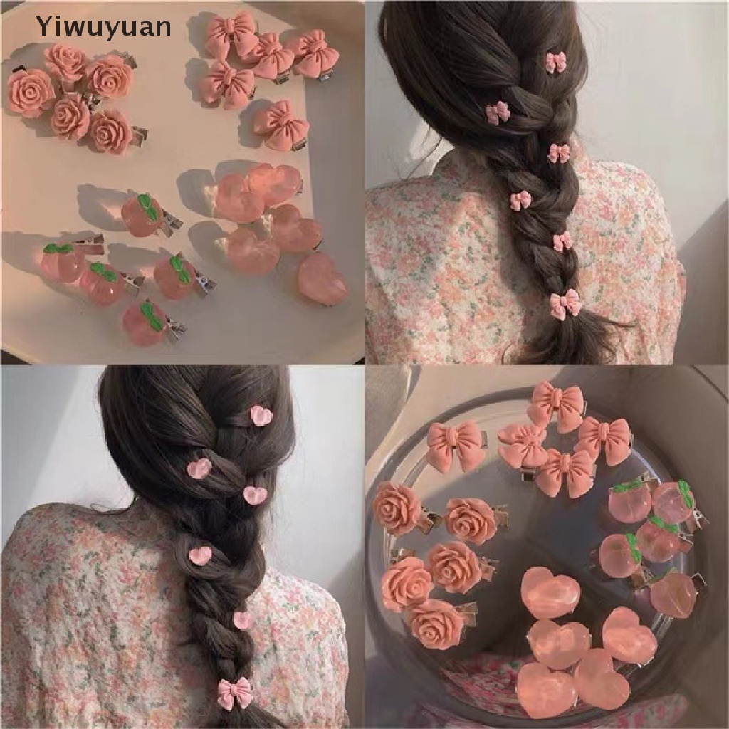&lt; Yiwuyuan &gt; Kẹp Tóc Hình Hoa Hồng Đào Ngọt Ngào Dễ Thương Cho Bé Gái Đang Giảm Giá