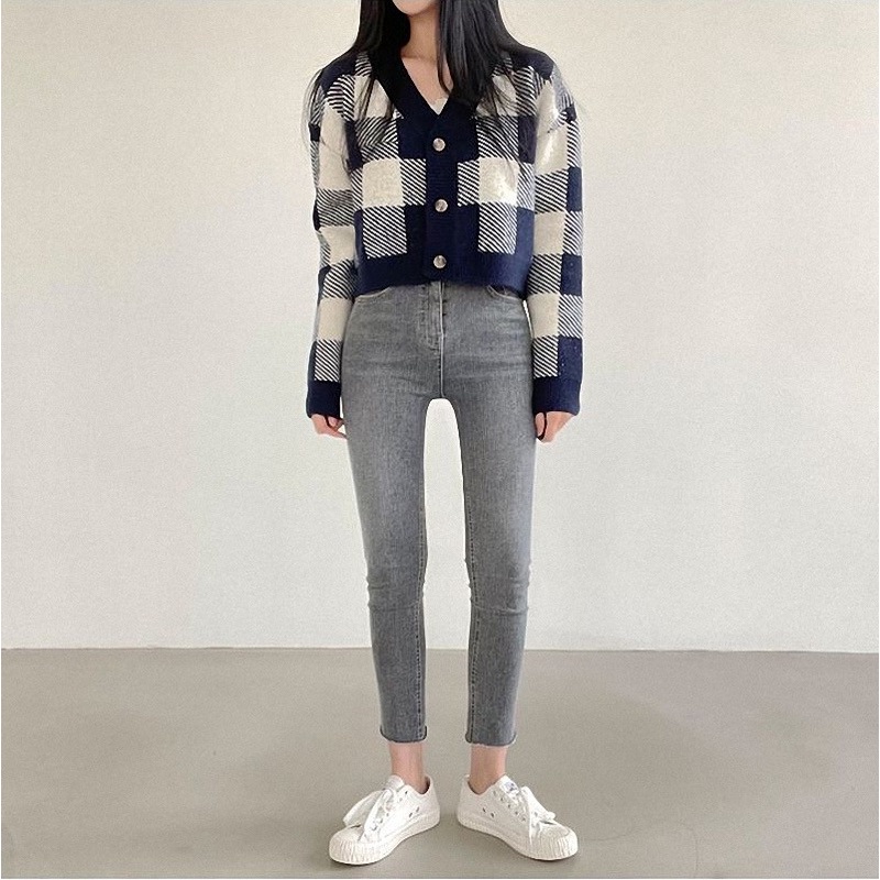 Áo khoác cardigan ZHELIHANGFEI dệt kim tay dài dáng ngắn dễ phối đồ thời trang