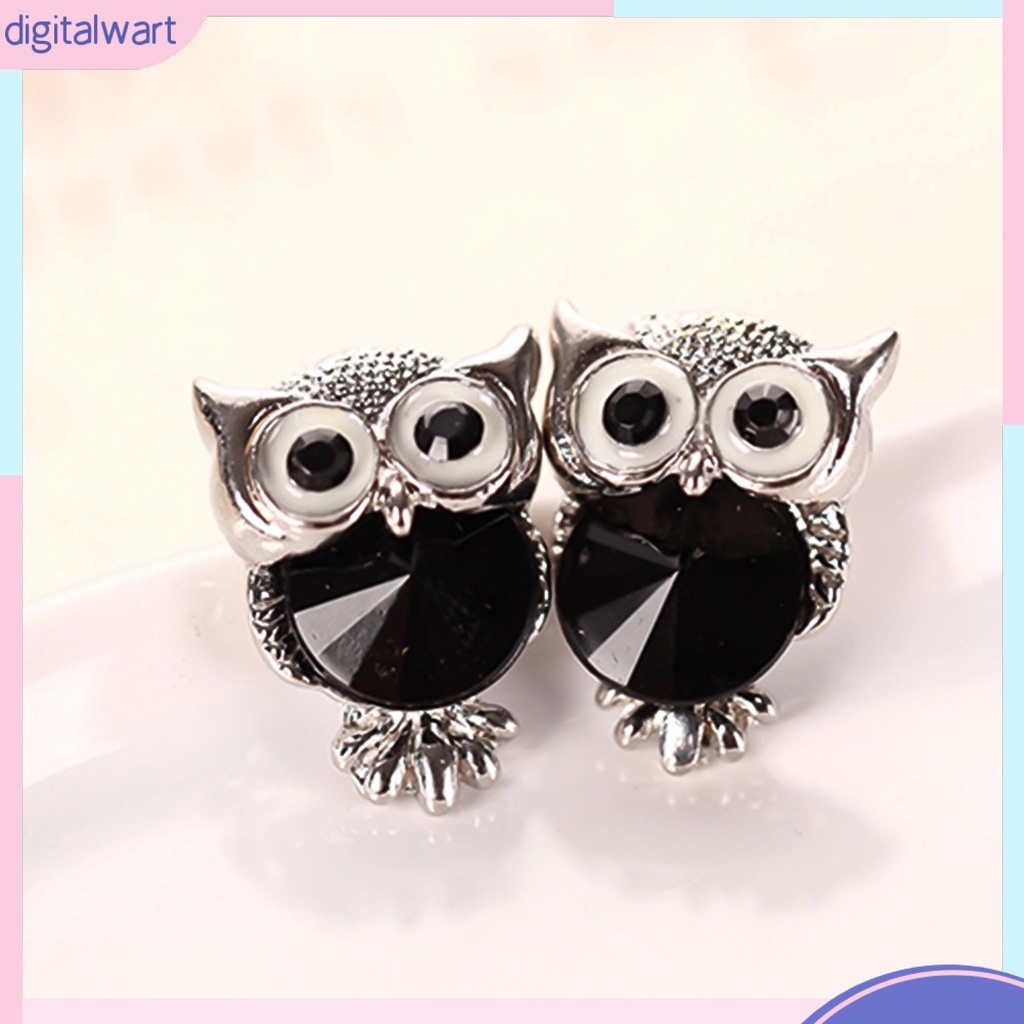 Dg✌❤ Bông Tai Hình Chim Cú Đính Đá Bằng Hợp Kim Thời Trang Dự Tiệc