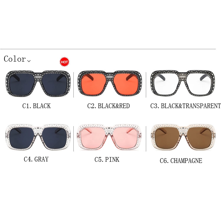 Kính mát Samjune gọng vuông đính đá sành điệu cho nữ