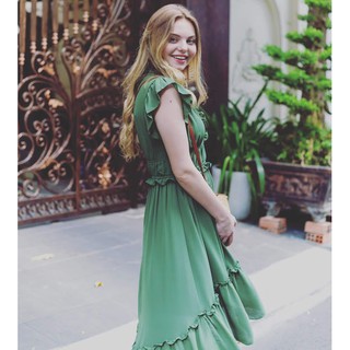 Đầm midi Taylor Ruffle High/Low Maxi Dress