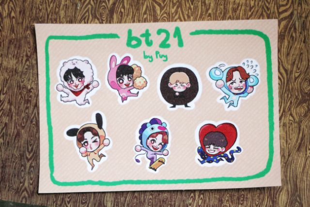 Sticker tấm chibi BTS