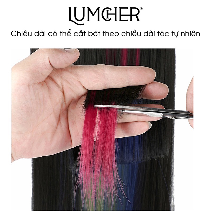 Kẹp tóc giả highlight 55cm phong cách Hàn Quốc làm dày tóc, tự nhiên mềm đẹp tại Lumcher