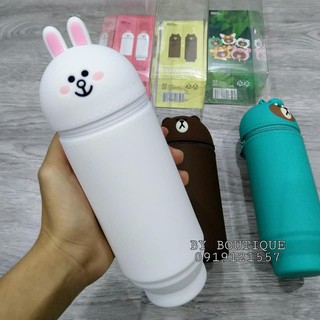 Bóp viết silicon Line Friends: gấu Brown, thỏ Cony