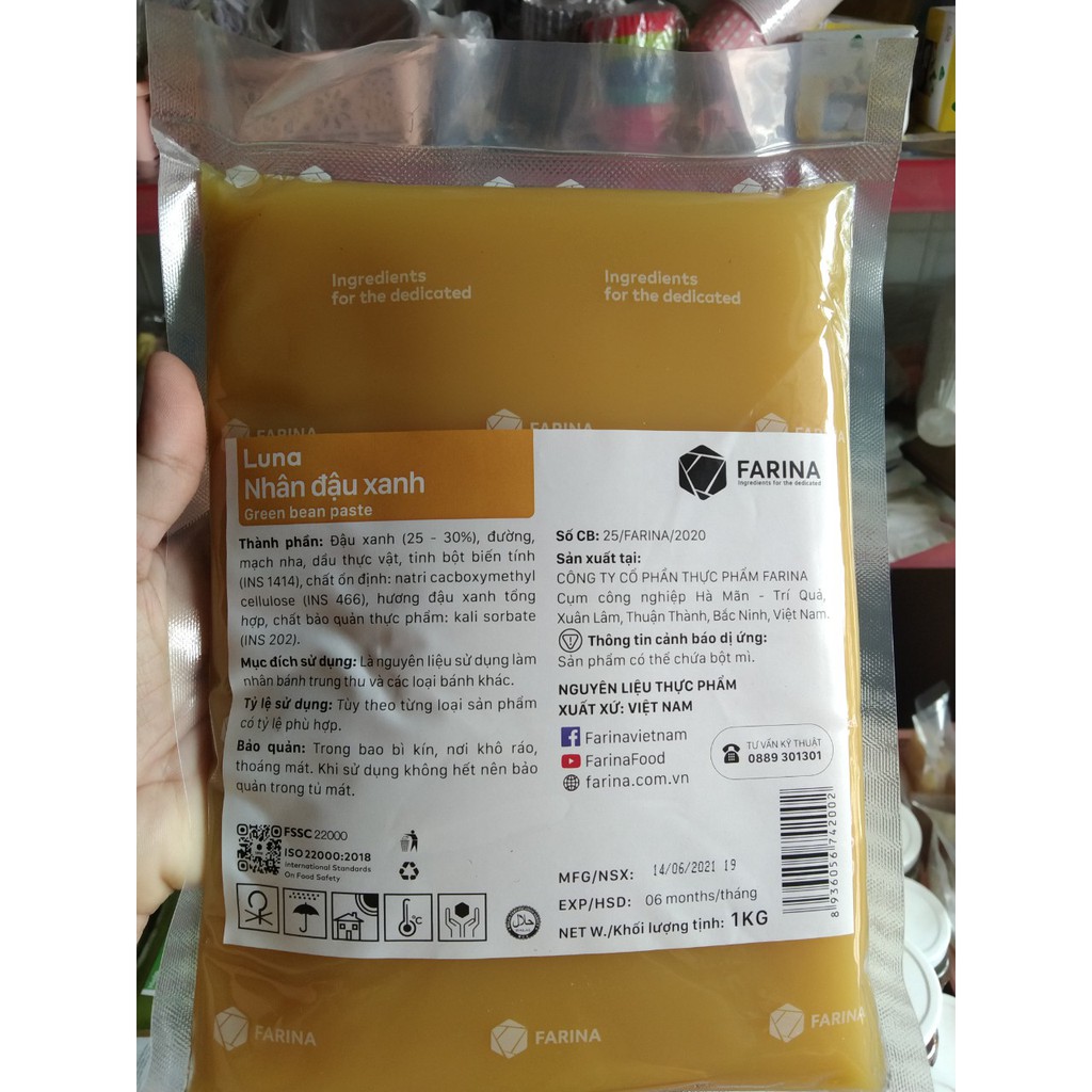 Nhân trung thu đậu xanh Luna Farina 500g