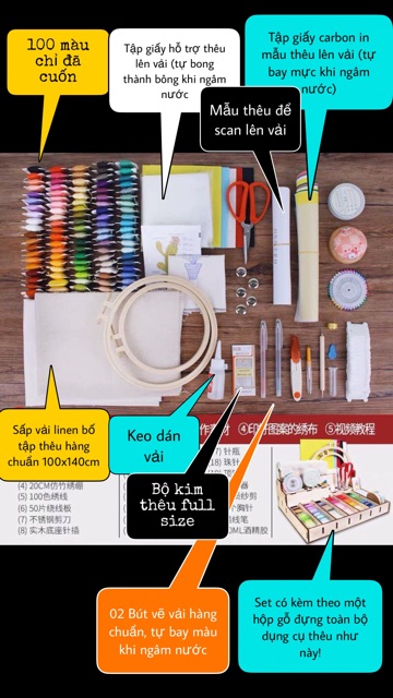 Bộ dụng cụ thêu nguyên set 28 món - set 03/C1 và 07/C2
