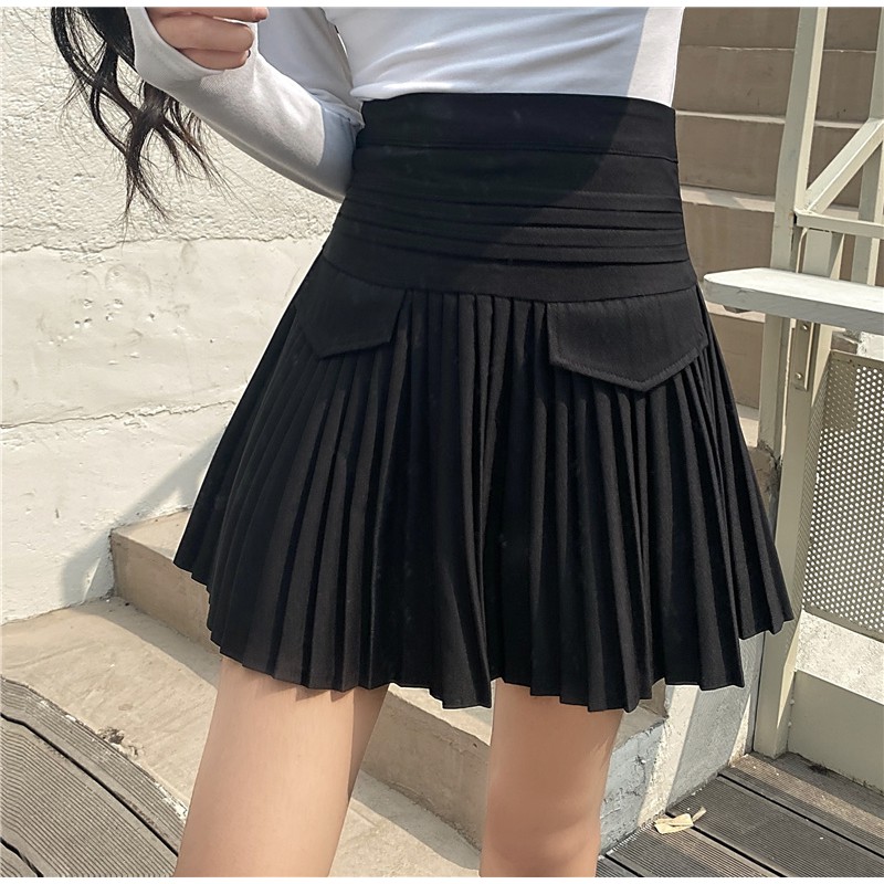 [HÀNG CÓ SẴN] Chân váy xếp ly đen trắng túi nắp hàng Quảng Châu | BigBuy360 - bigbuy360.vn