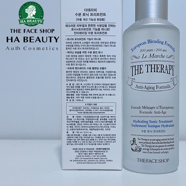 Nước hoa hồng dưỡng ẩm se khít lỗ chân lông cân bằng trẻ hóa da The Face Shop The Therapy Hydrating Tonic Treatment 150m