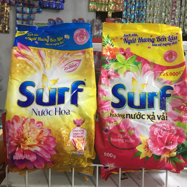 BỘT GIẶT SURF HƯƠNG NƯỚC XẢ VẢI 800g