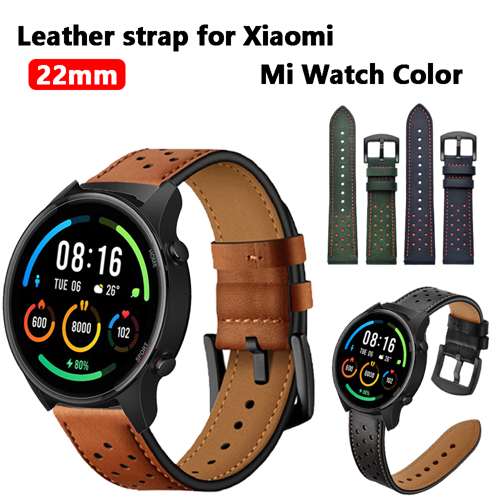 Dây Đeo Da 22mm Cho Đồng Hồ Thông Minh Xiaomi Mi Watch Color