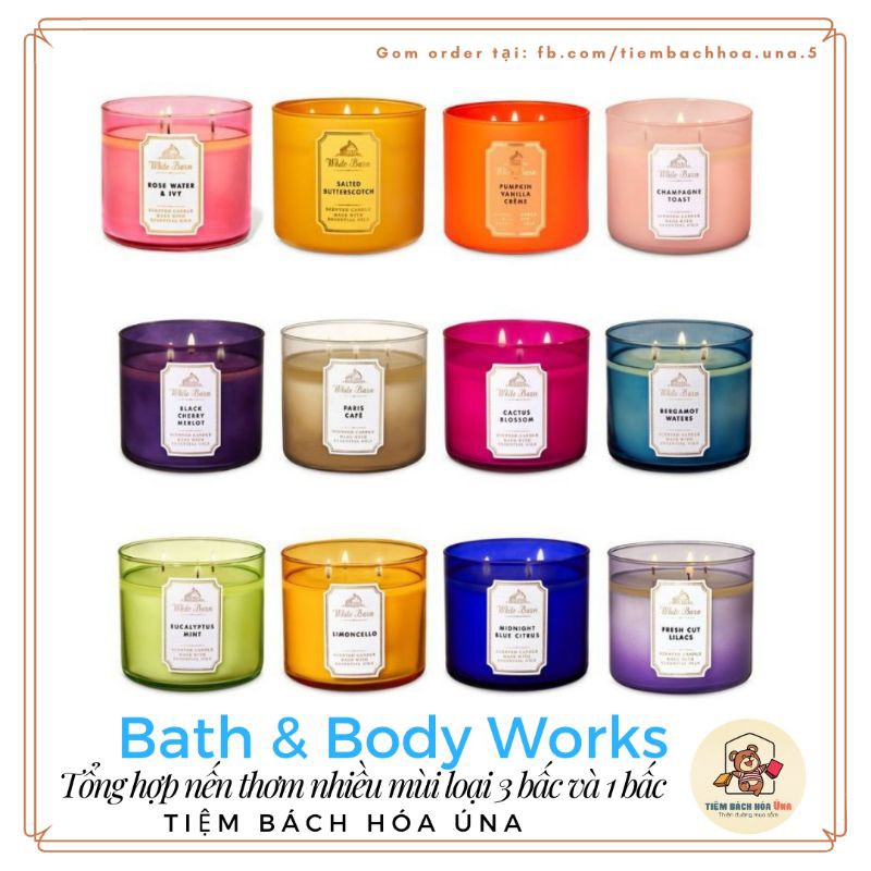 Link 2 [Bill Us/ Nhiều mùi] Nến thơm Bath and Body Works 1 bấc và 3 bấc