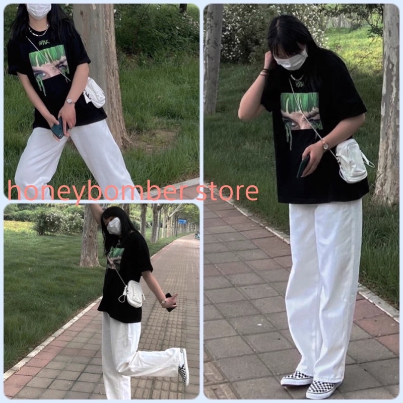 Set Đồ Áo Thun Hình Gnla quần Kaki trắng 🌸 Bộ Đồ phông form rộng tay lỡ quần culottes ống rộng Ulzzang🌸