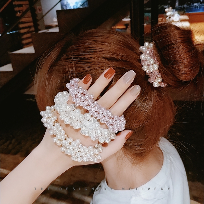 Elegant Pearl Hair Ties Beads Girls Scrunchies Rubber Band Ponytail Holders Hair Accessories