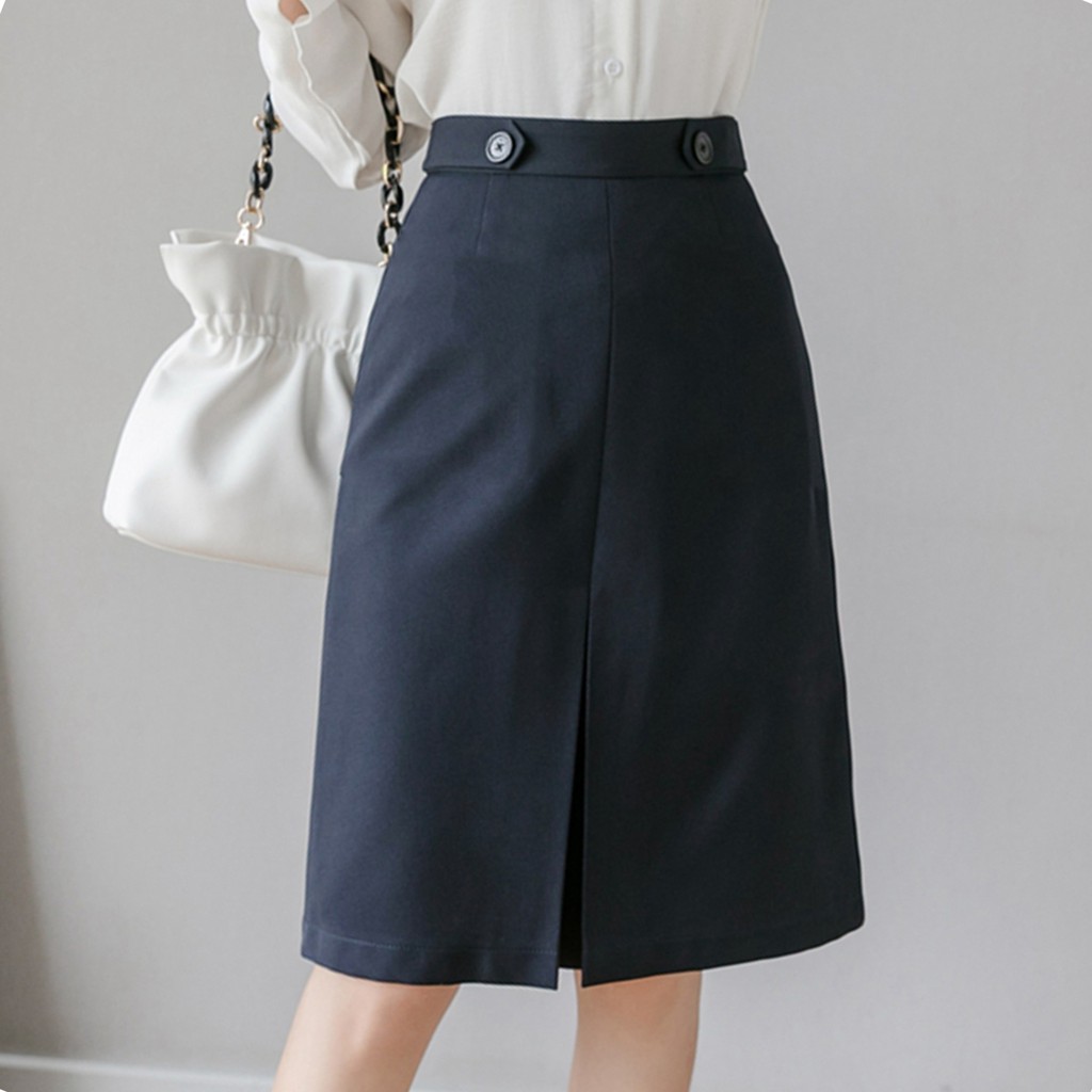 Chân váy chữ a dài lưng cao công sở xẻ tà bigsize VAVASA CV04