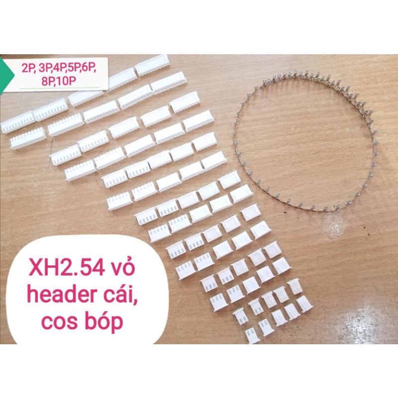 Vỏ nhựa đầu header cái XH2.54, đầu dây bus 2.54mm, lõi cos bóp dây