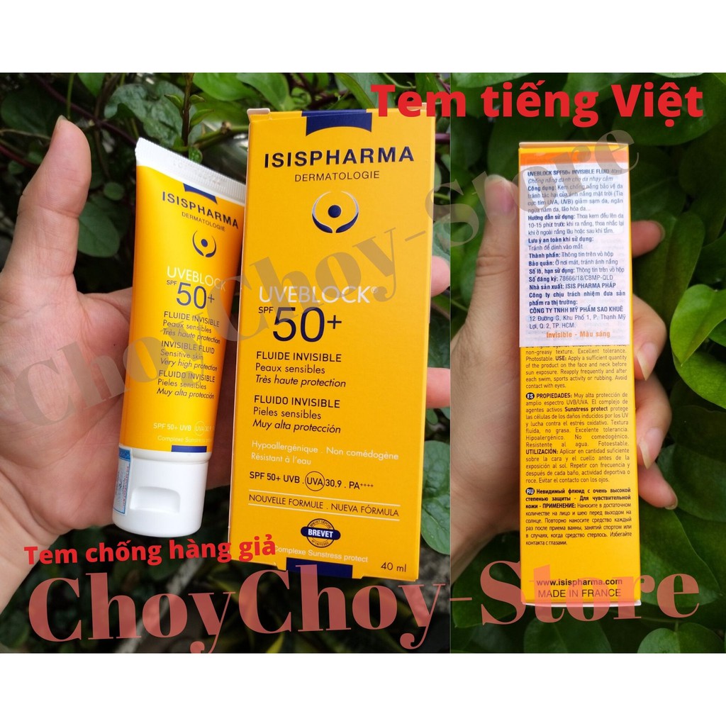 [TEM CTY] ISIS Pharma UVEBLOCK 50 FLUID 40ml - Kem chống nắng dành cho da nhạy cảm