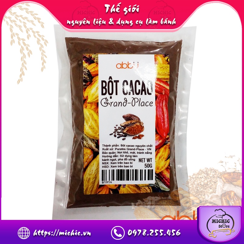 Bột cacao nguyên chất Grand Place 50g - MiChic Store - Thế giới nguyên liệu và dụng cụ làm bánh