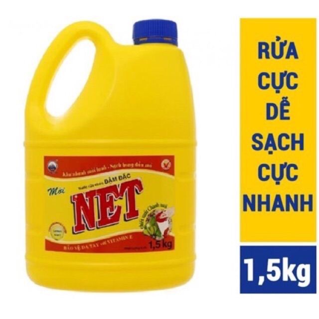 Nước rửa Chén ĐẬM ĐẶC NET Hương chanh 1,5kg Hàng khuyến mãi có dính keo