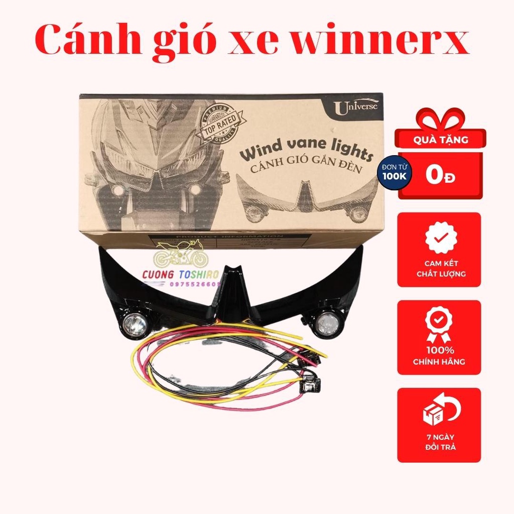 Cánh gió gắn đèn lắp cho xe winnerx đèn pha sáng 2 màu trắng vàng siêu sáng làm đẹp xe bảo hành 1 năm