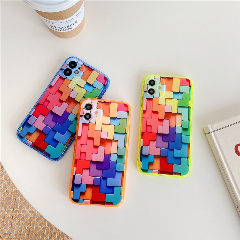 Ốp điện thoại TPU mềm nhiều màu sắc dạ quang cho iPhone 11 Pro Max 12 X 7 Plus 8 6