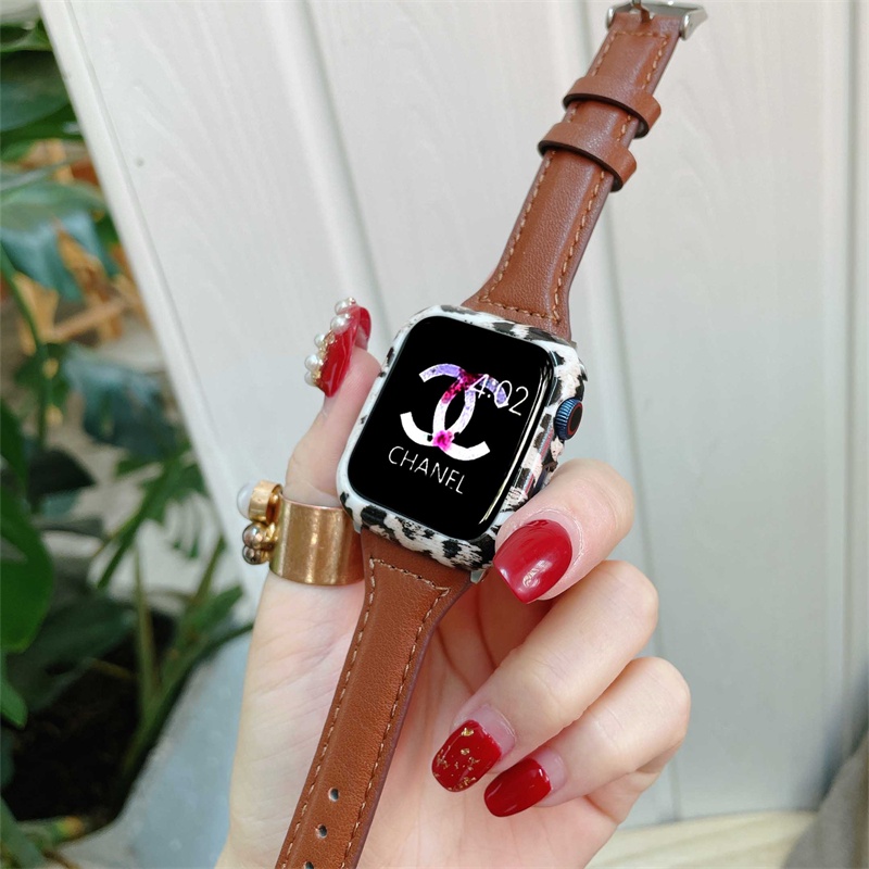Toàn Bộ Ốp Nhựa Cứng Bóng Khung Viền Bảo Vệ Màn Hình iWatch 7 6 5 4 3 2 1 SE 45mm 44mm 40mm 41mm