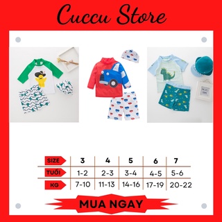 Bộ bơi bé trai, đồ bơi bé trai 3 chi tiết thời trang, cao cấp