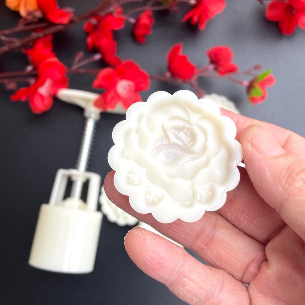 Bộ 6 mặt khuôn Trung thu Hình Hoa Hồng, Hoa Đào, Hoa Sen, Cẩm Chướng, Hoa Mai. Khuôn Trung thu 50gr 8 mặt 3D sắc nét