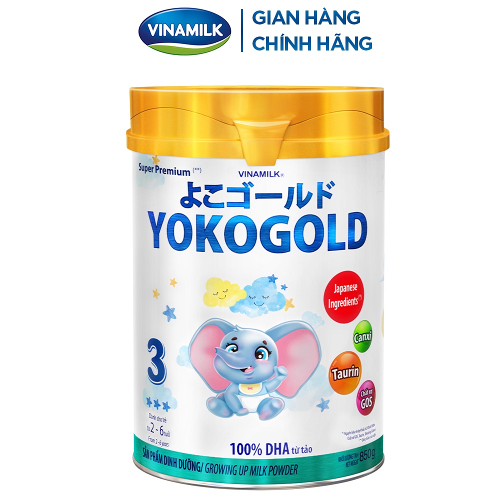Sữa bột Vinamilk YOKO GOLD 3 850g (cho trẻ từ 2 - 6 tuổi)- Dưỡng chất tốt từ Nhật Bản