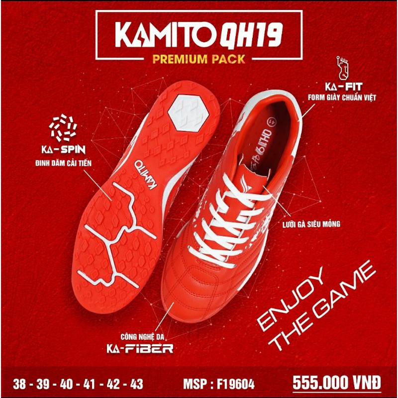 [Hàng chính hãng] GIÀY BÓNG ĐÁ KAMITO QH19 PREMIUM PACK ĐỎ TRẮNG