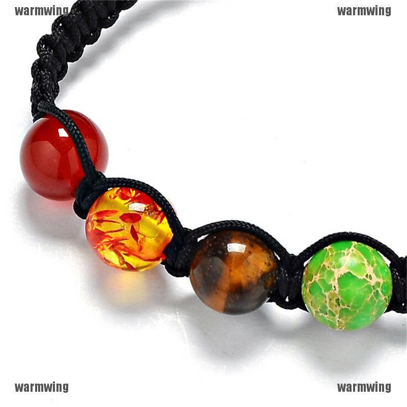 Vòng Tay Chuỗi Hạt Đá Núi Lửa Chakra 7 Màu
