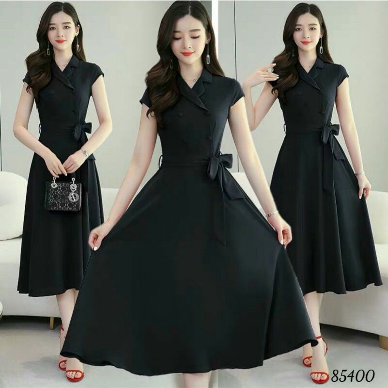 Đầm sơ mi cổ vest cột eo có size lớn
