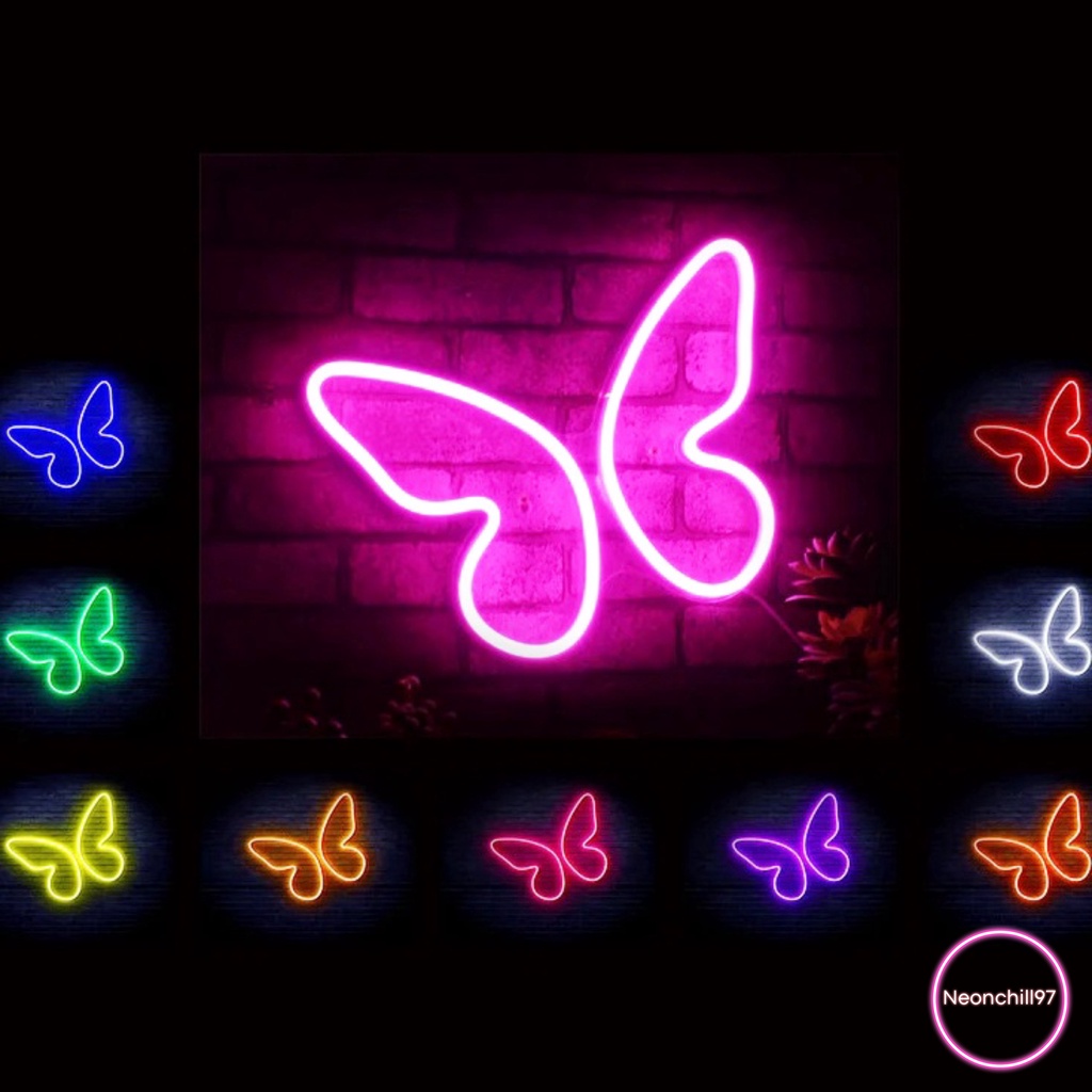 Đèn led Neon Hình Bướm, Neonchill97, 25 x 20 cm, Đèn led trang trí