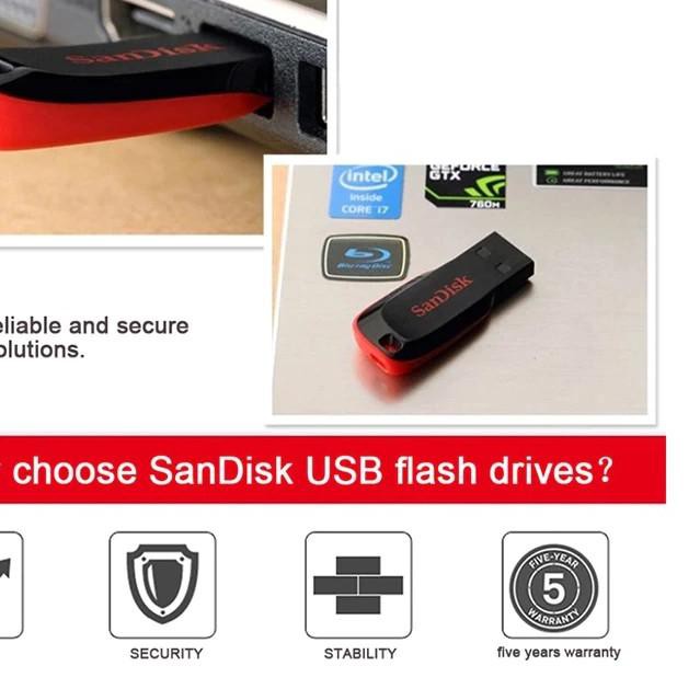 ♂ Usb 2.0 Cruzer BLADE CZ50 SANDISK 32GB ➮